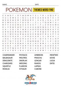 Printable pokemon word search