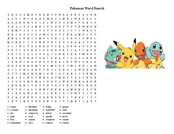 Pokemon word search tpt