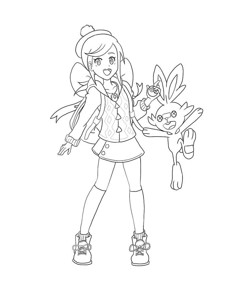 Pokemon trainer with pokemon lineart