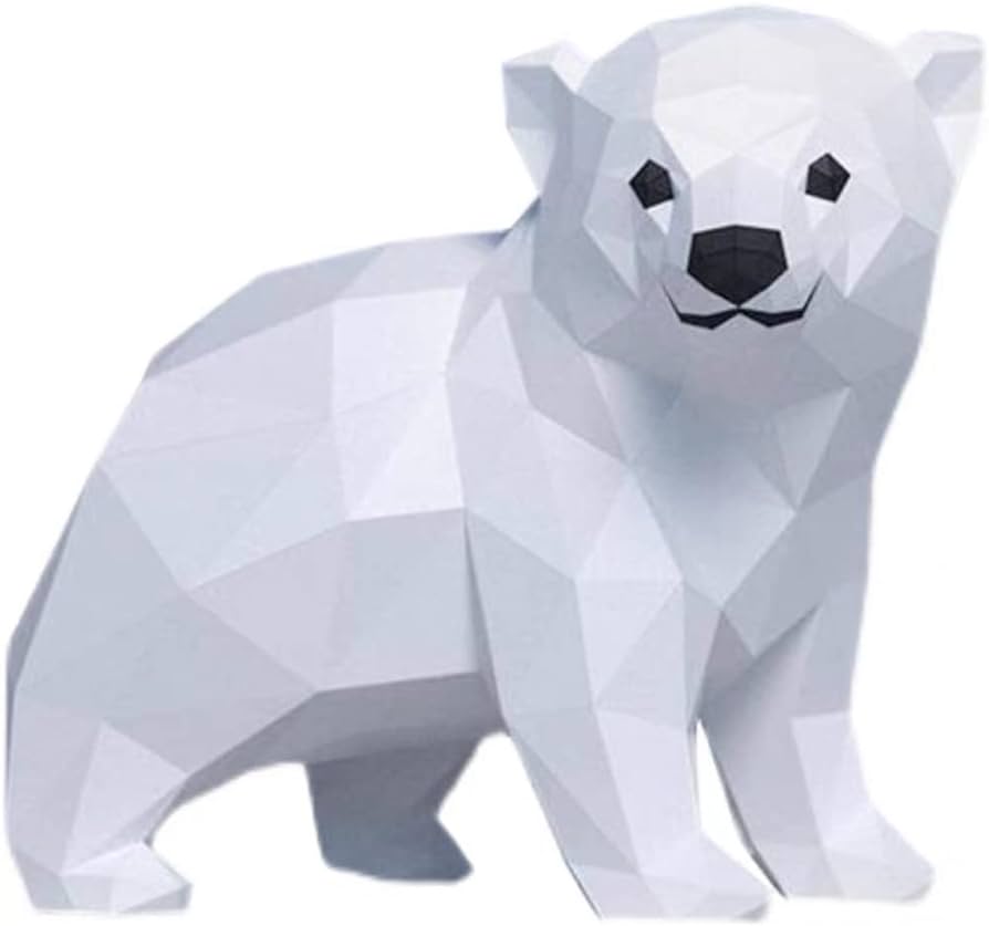 D paper model polar bear sculpture home deration puzzles animals models origami home kitchen