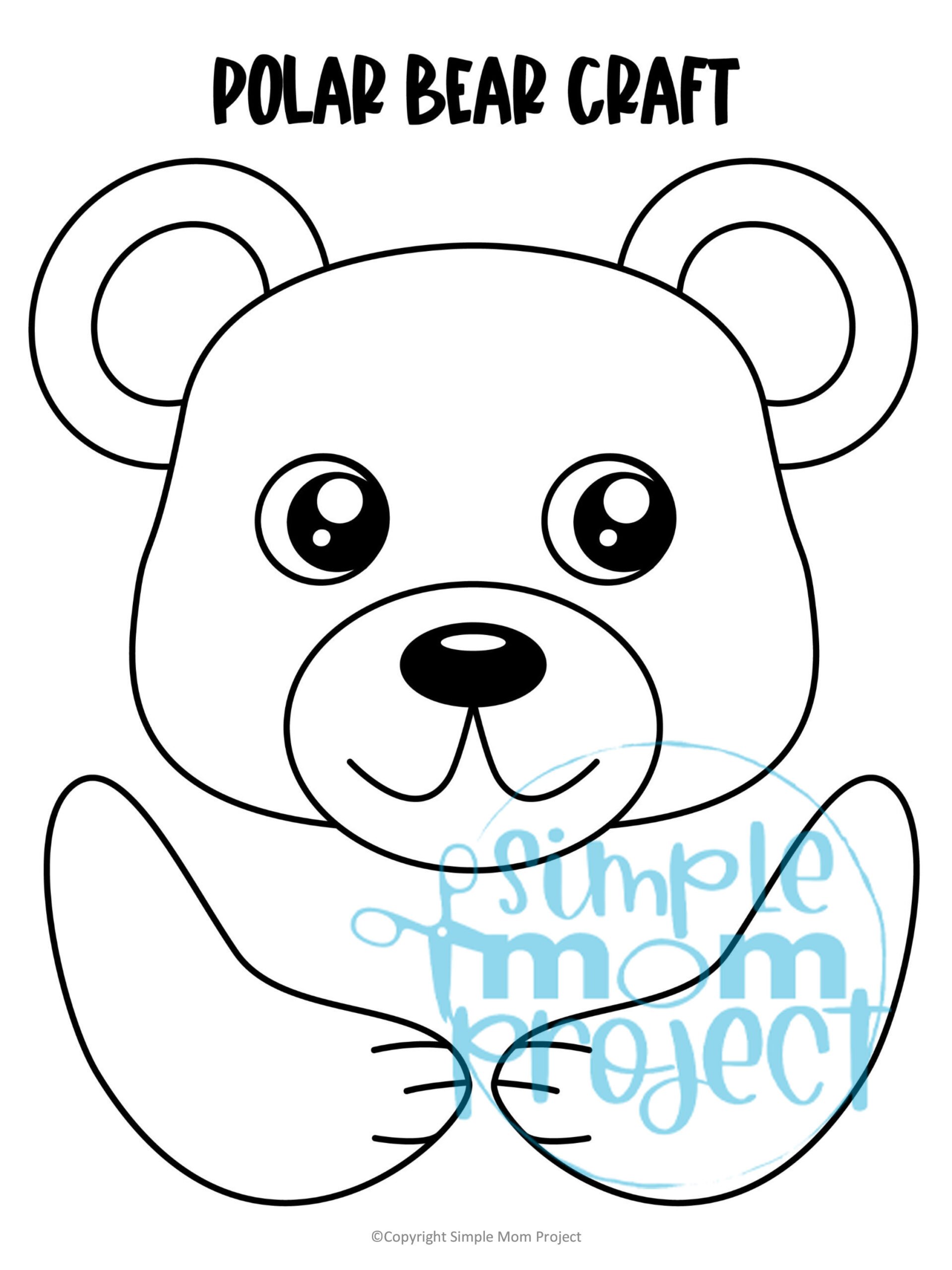 Polar bear paper bag puppet craft template