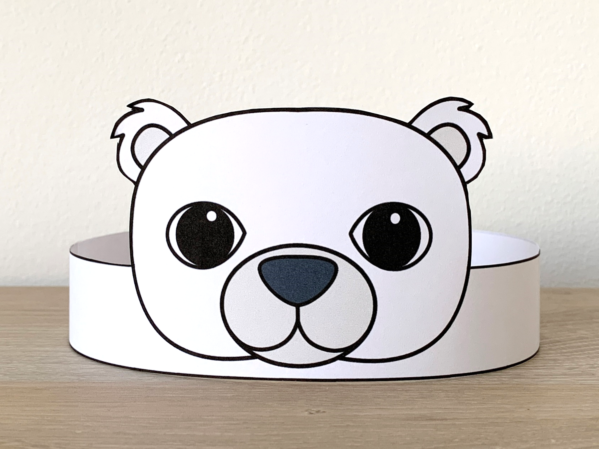 Polar bear paper crowns printable coloring craft made by teachers