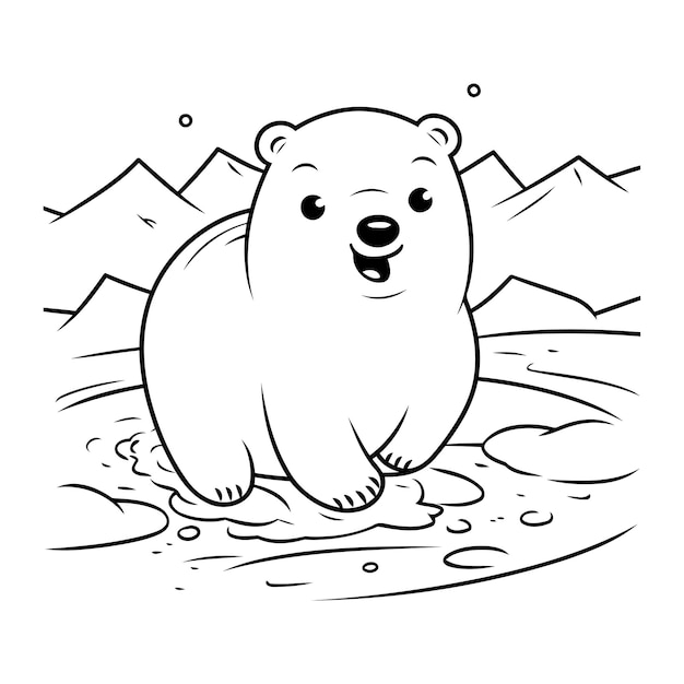 Premium vector coloring book for children cute polar bear in the water
