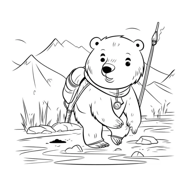 Coloring book children polar bear spear mountains stock vector by ibrandify