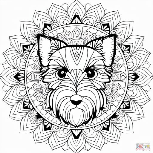 Coloring book art style white background mandala teddy bear