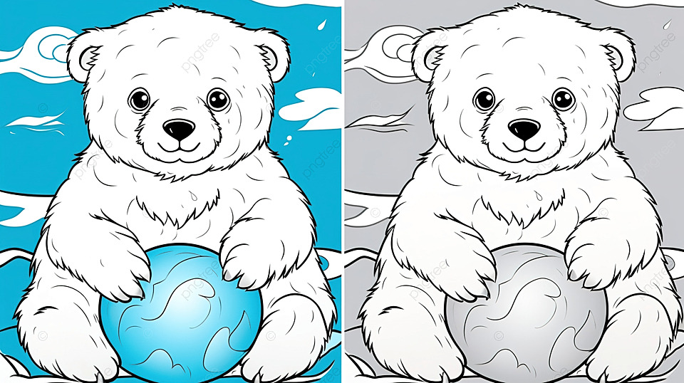 Copy the picture kids game and coloring page with a cute polar bear hug ball background trace worksheet kids worksheet background image and wallpaper for free download