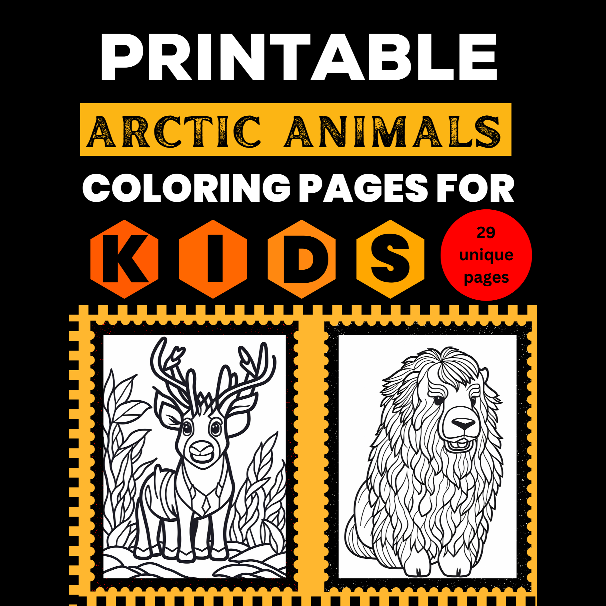 Cute arctic animals coloring pages