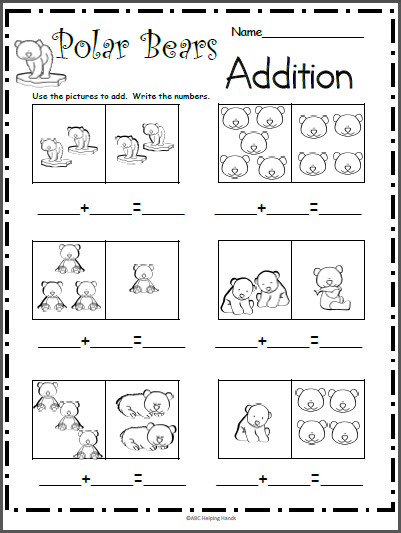 Polar bears addition worksheet made by teachers