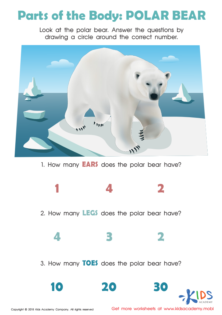 Parts of the body polar body worksheet for kids