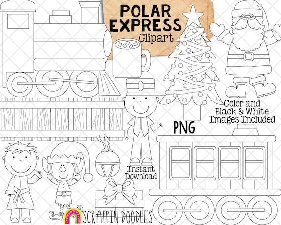 Polar express clipart north pole christmas clip art christmas train santa claus mercial use png sublimation