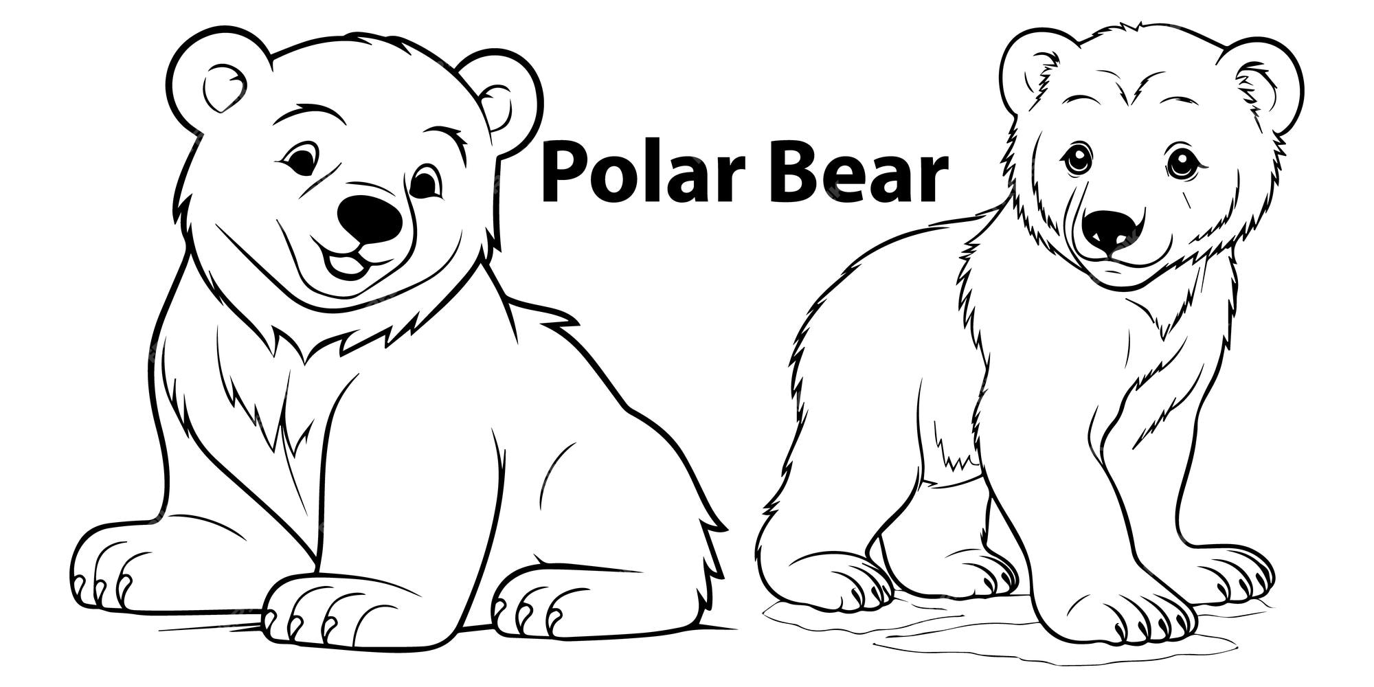 Premium vector cute polar bear line art coloring pages design
