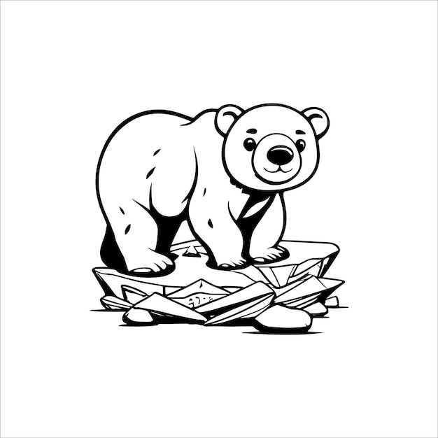 Premium vector cute polar bear coloring pages kids coloring book bear vector character illustration