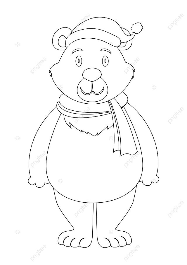 Adorable vector cartoon polar bear in black and wte coloring page vector black icon coloring page png and vector with transparent background for free download