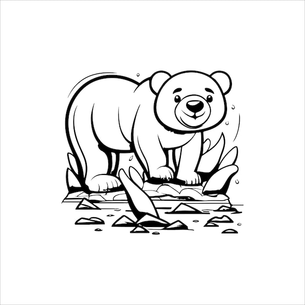 Premium vector cute polar bear coloring pages kids coloring book bear vector character illustration
