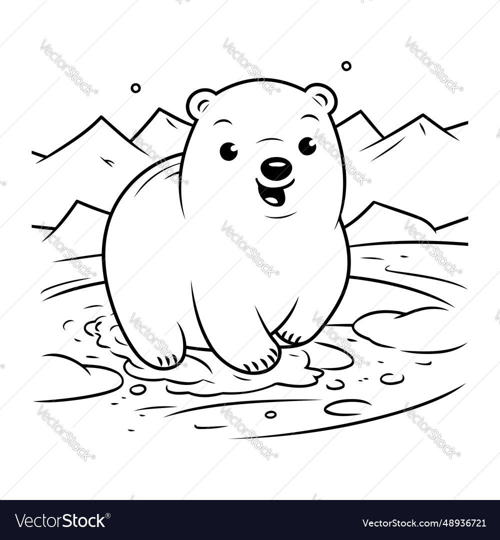 Coloring book for children cute polar bear vector image