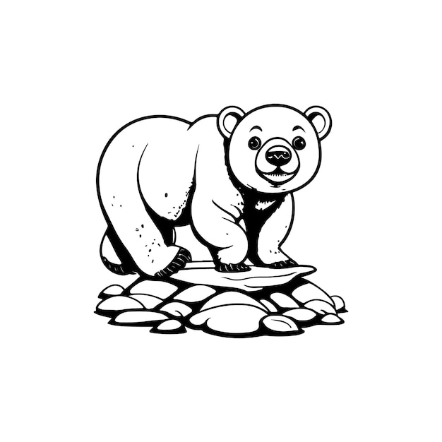 Premium vector cute polar bear coloring pages kids coloring book bear vector character illustration
