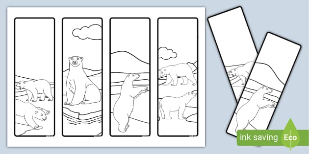 Polar bear louring bookmarks teacher made