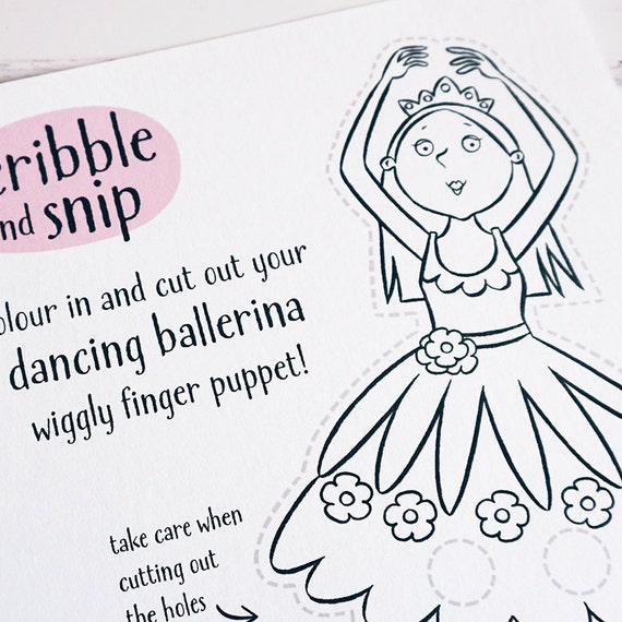 Dancing ballerina wiggly finger puppet a printable colouring papercraft sheet for children to make their own play puppet