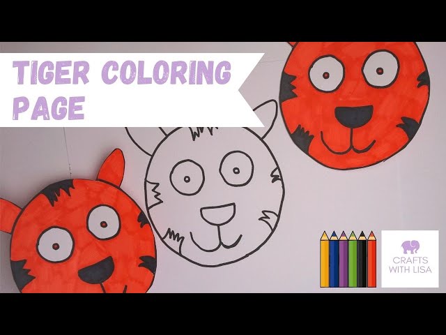 Tiger coloring page and puppet craft for kids