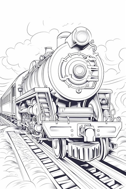 Page train coloring book images
