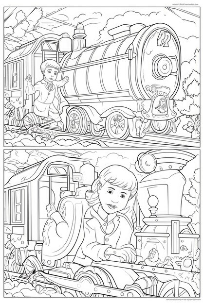 Page train coloring book kids age images