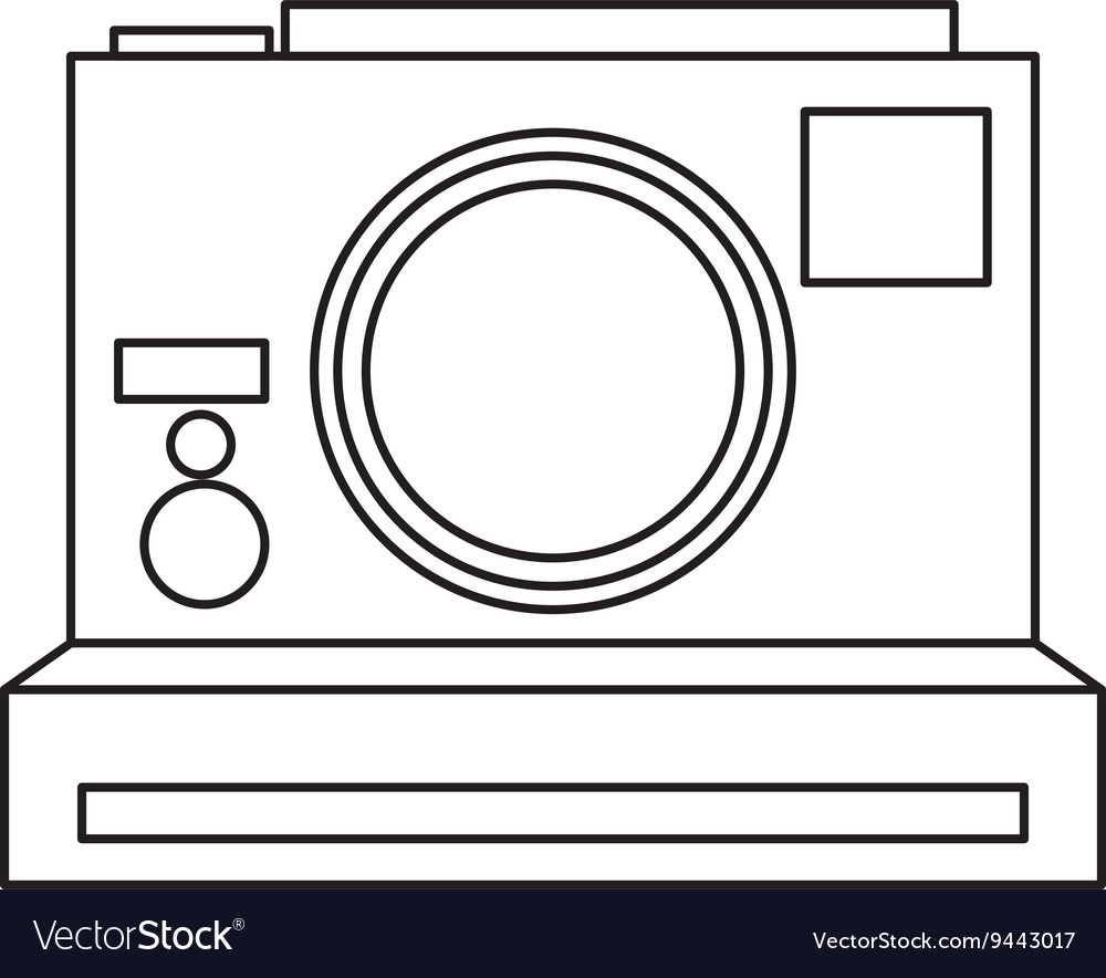 Black line polaroid photographic camera royalty free vector