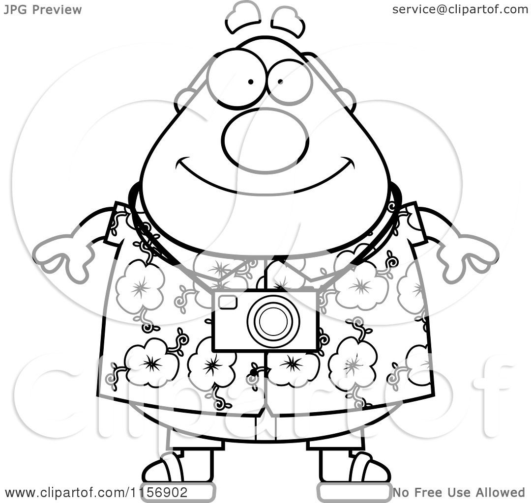 Cartoon clipart of a black and white tourist man