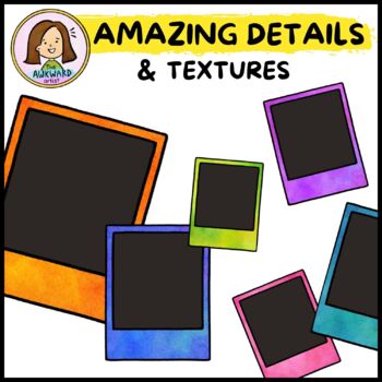 Rainbow watercolor polaroid photo frame camera clipart by the awkward artist