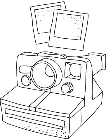 Black and white silhouette of old photo camera stock clipart royalty
