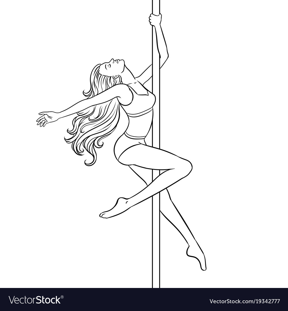 Girl is dancing on the pole coloring book vector image