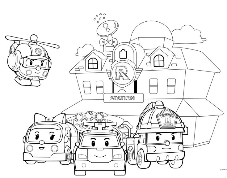 Robocar poli coloring pages to teach road safety for kids