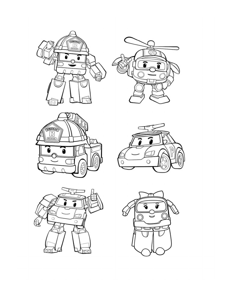 Coloring for kids robocar poli pdf