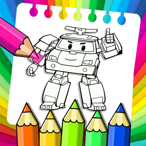 Robot car police coloring page by mohamed benyounesse