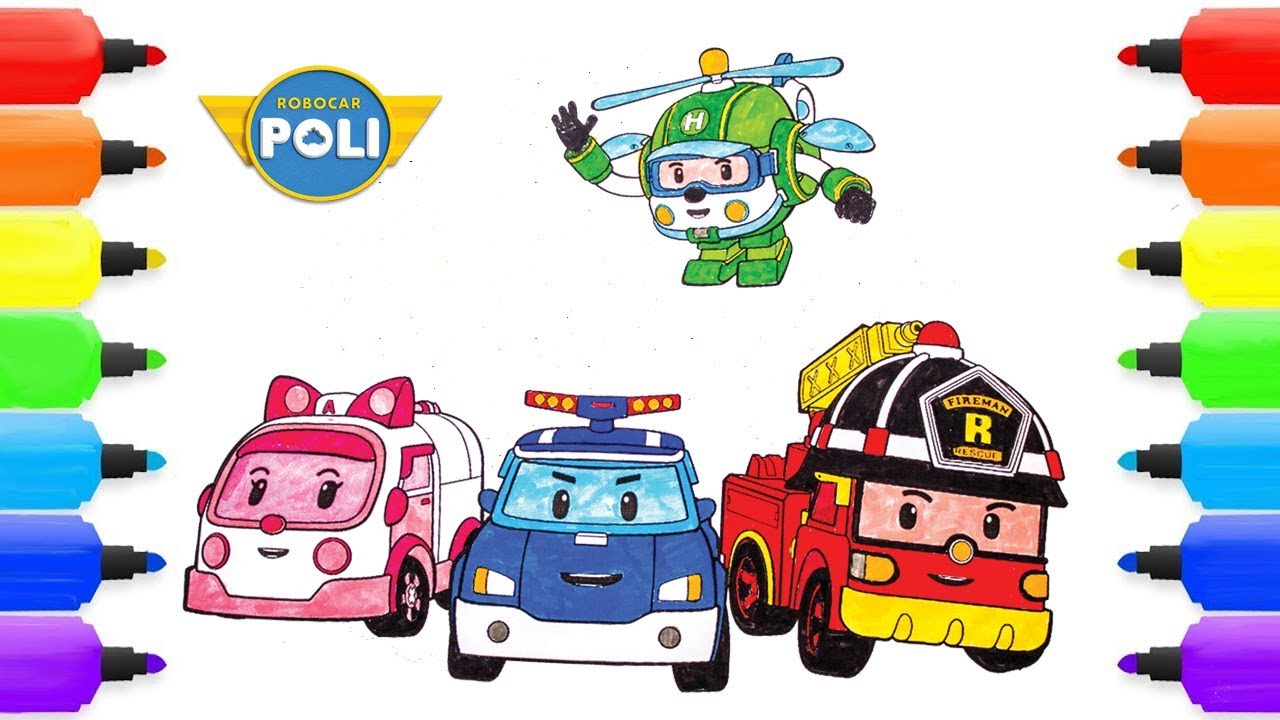 Coloring pages robocar poli roy heli amber robocar poli coloring kids children pages