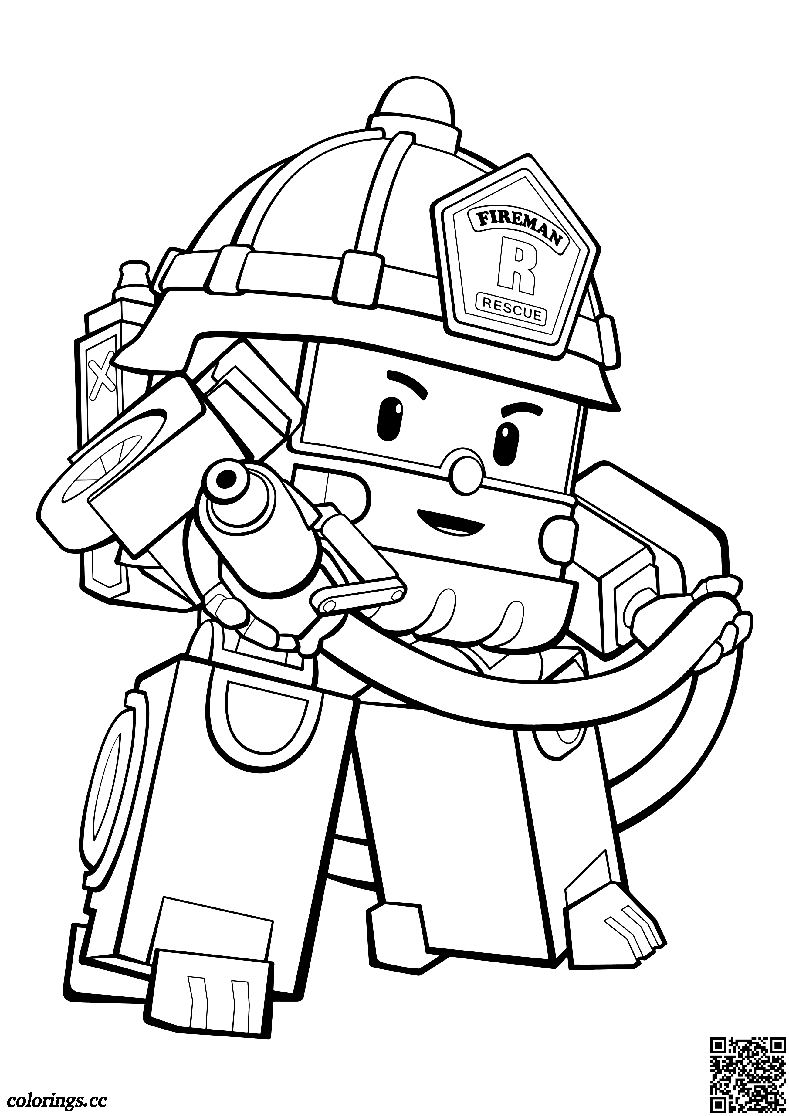 Roy a robotic fire truck coloring pages robocar poli coloring pages
