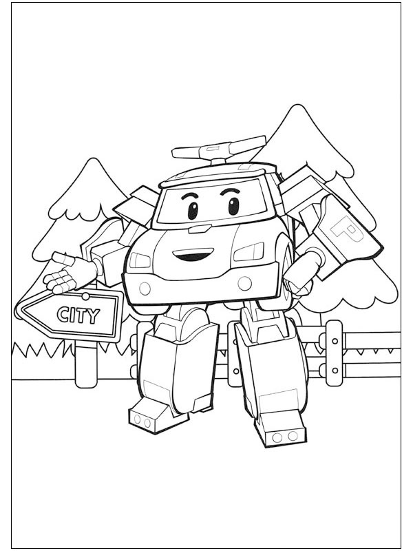 Police car poli coloring page