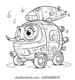 Vehicle black white coloring pages kids stock vector royalty free