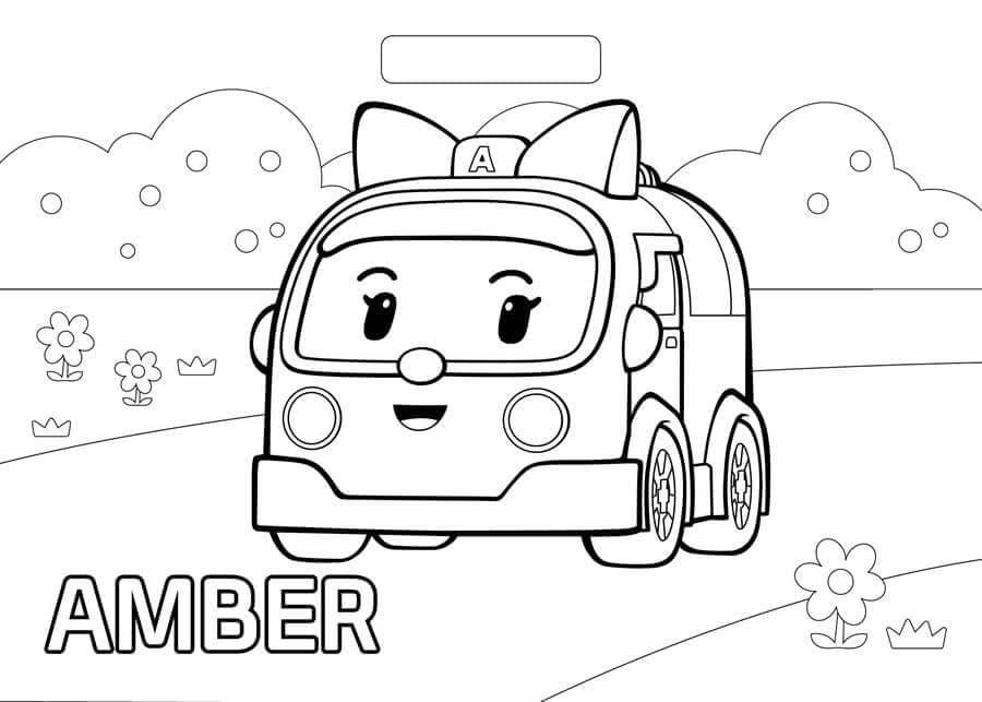 Amber from robocar poli coloring page