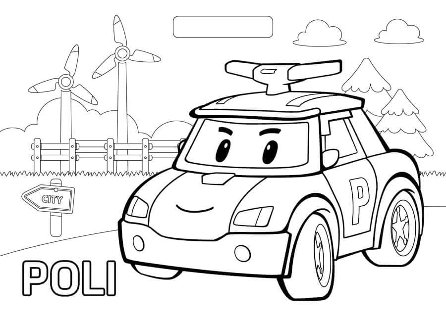Police car poli coloring page