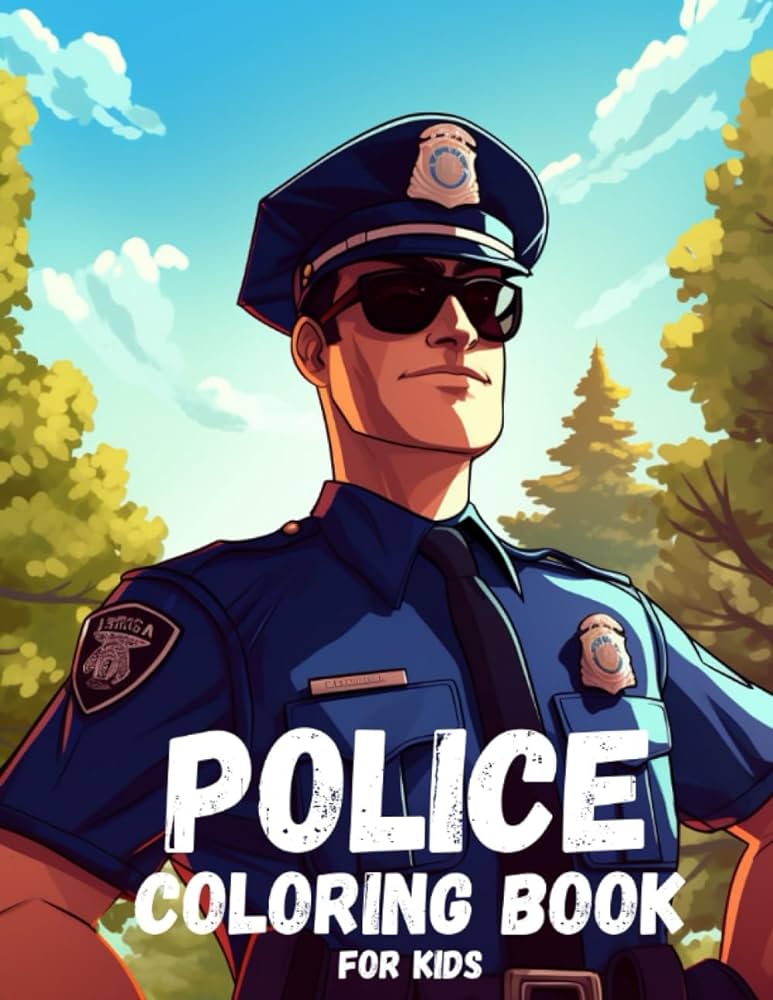 Police coloring book for kids colouring pages for children teens and adults police uniform patrol thief jail and more for police enthusiasts gift for every occasion stress reliever camino