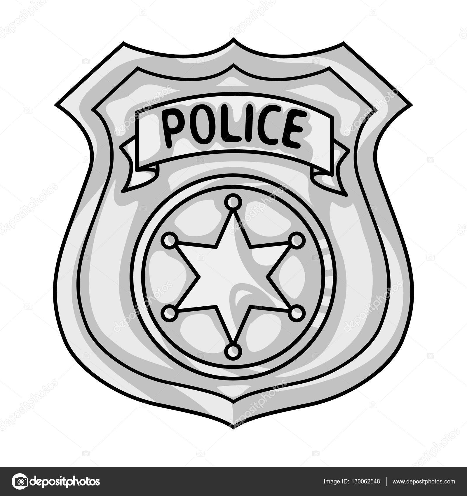 Police officer badge icon in monochrome style isolated on white background crime symbol stock vector illustration stock vector by pandavector