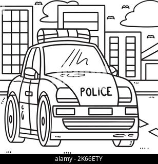 Police car coloring page for kids stock vector image art