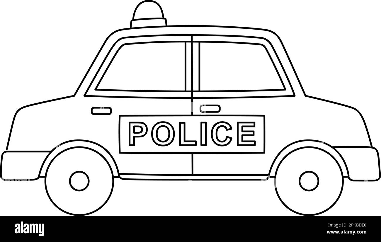 Police car isolated coloring page for kids stock vector image art