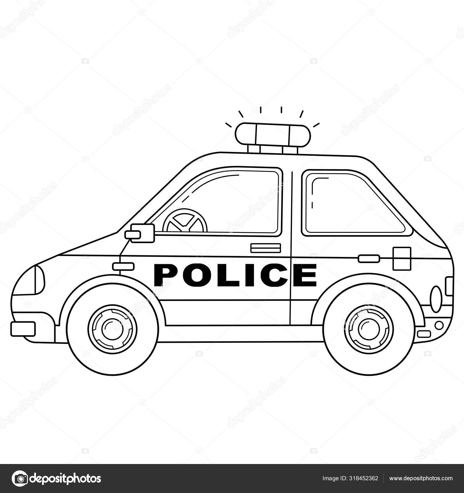 Coloring page outline of cartoon police car police images transport or vehicle for children vector coloring book for kids stock vector by oleon
