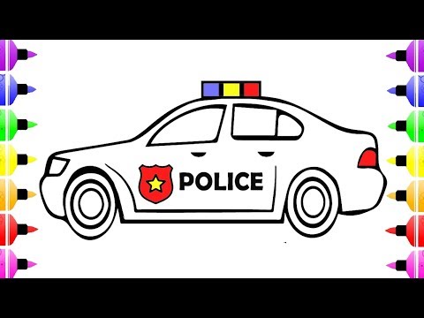 How to draw police car coloring pages for kids