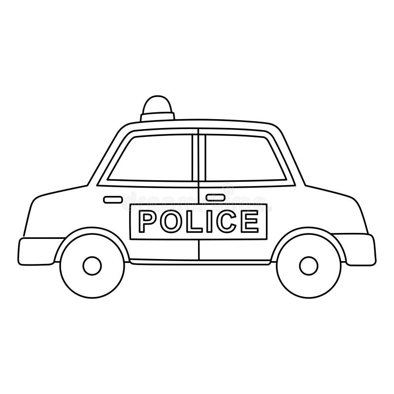 Police car isolated coloring page for kids stock vector