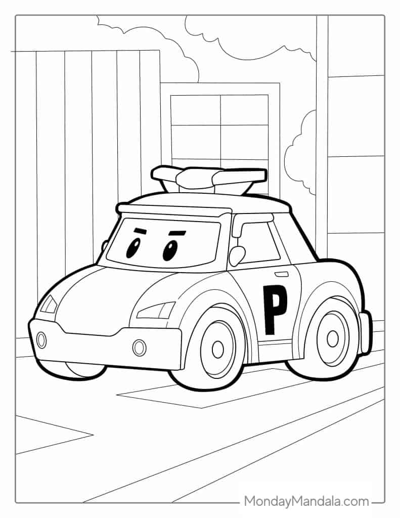 Police car coloring pages free pdf printables