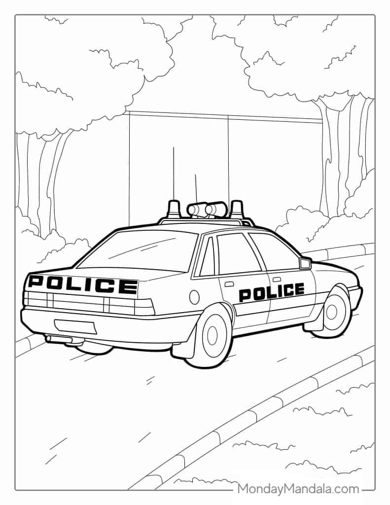 Police car coloring pages free pdf printables