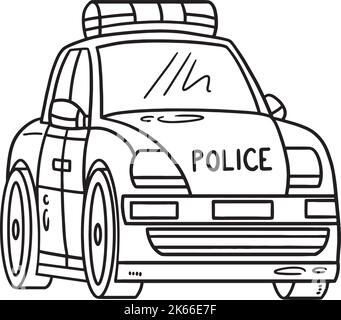 Police car coloring page for kids stock vector image art