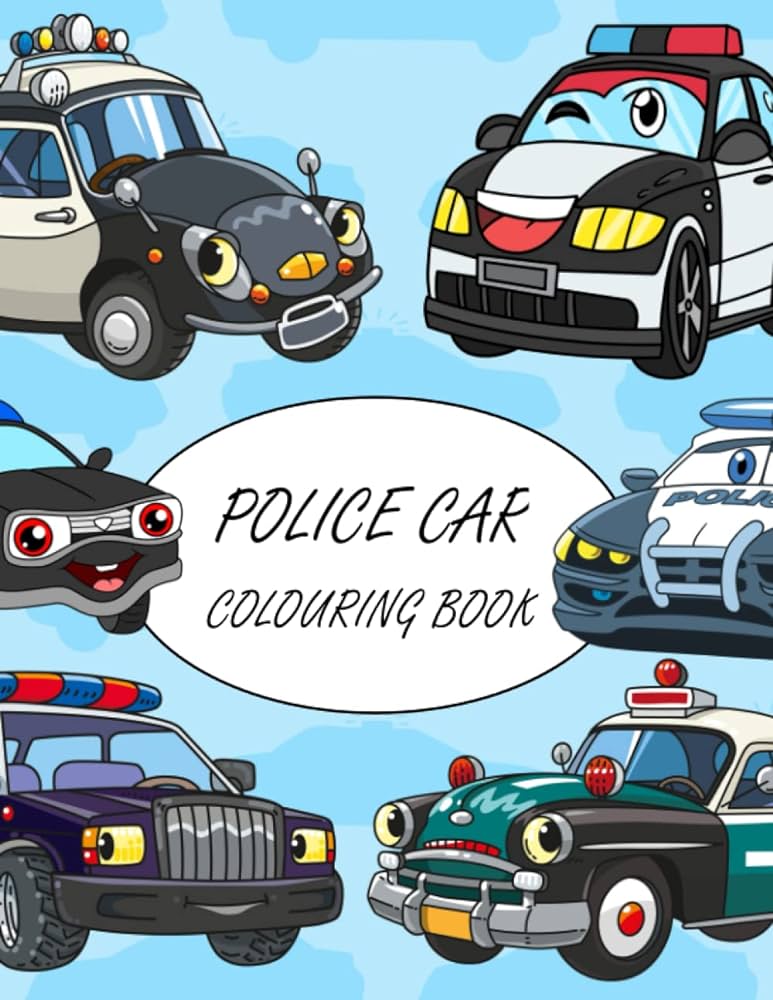 Police car colouring book classic and modern police cars coloring pages for kids dali raphael books